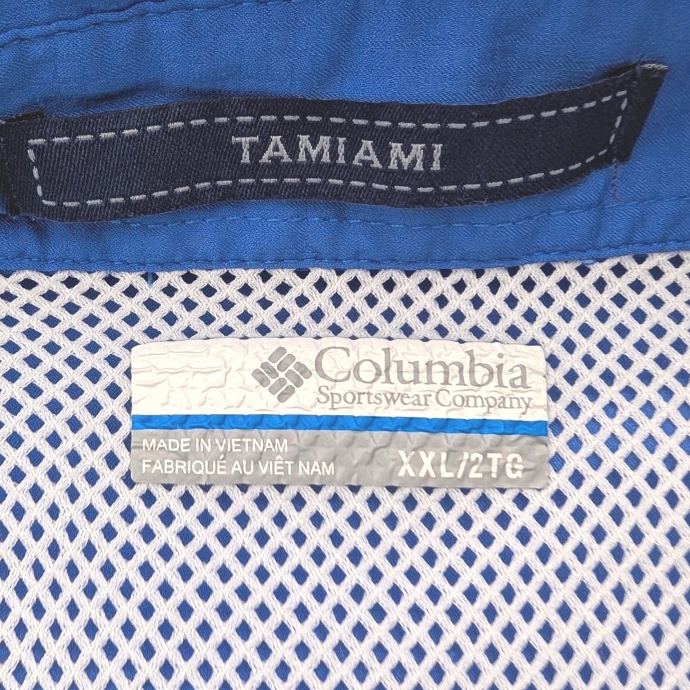 Columbia PFG Tamiami II Fishing Shirt Mens XXL Blue Long Sleeve UPF 40 Ripstop - Picture 2 of 7